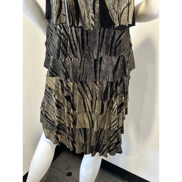 Michael Kors Dress Medium Gold Metallic Style Ruffle Mini Size S Small - Picture 10 of 16